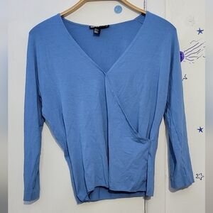 DKNY Petite Wrap Top Long-Sleeve Size M/L